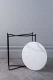 Round Rolled Edge Side Table White Marble Effect
