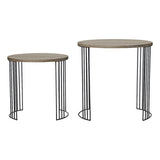 Nest Of 2 Round Tables Oak Effect