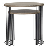 001DRU001 Nest Of 2 Round Tables Oak Effect