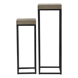 001FAB001 Nest Of 2 Plant Stand Oak Style Effect