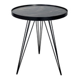 001RAU002 Round Side Table Dark Grey Stone Effect