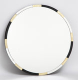 Round Gold Leaf And Black Glass Mirror 80Cm