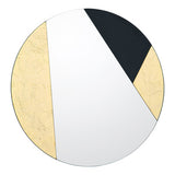 002JON50 Round Gold Leaf And Black Mirror 50Cm