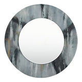 002MEH80 Round Mirror Grey Marble Print 80Cm