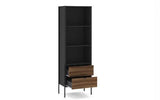 OPS2BCWBK 2 Drawer Bookcase Walnut & Black