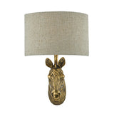 ABB0735 Zebra Wall Light Gold With Natural Linen Shade