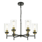 6 Light Pendant Satin Black Glass
