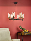 6 Light Pendant Satin Black Glass