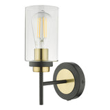 Wall Light Satin Black & Gold With Glass Shades