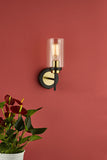 Wall Light Satin Black & Gold With Glass Shades