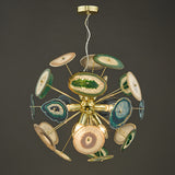 9 Light Pendant Agate & Gold