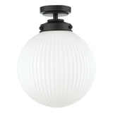 ALR0122 Bathroom Flush Matt Black Opal Glass Ip44
