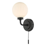 Bathroom Wall Light Matt Black Opal Glass Ip44