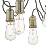 5 Light Semi Flush Antique Brass & Black