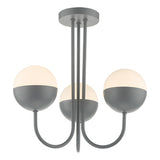 AND0339 3 Light Semi Flush Grey Opal Glass