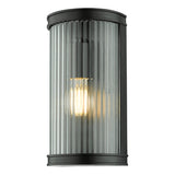 Bathroom Wall Light Matt Black Ribbed Glass Ip44
