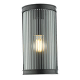 ANU0722 Bathroom Wall Light Matt Black Ribbed Glass Ip44