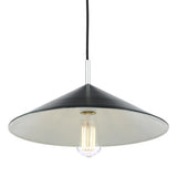 1 Light Single Pendant Matt Black Polished Chrome