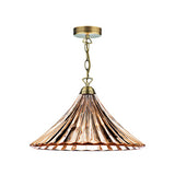 ARD866 1 Light Large Pendant Amber Glass & Antique Brass