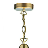 1 Light Large Pendant Amber Glass & Antique Brass