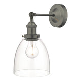 ARV0761 Industrial Wall Light Antique Chrome With Clear Glass Shade