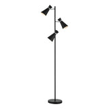 ASH4922 3 Light Floor Lamp Matt Black & Polished Chrome