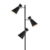 3 Light Floor Lamp Matt Black & Polished Chrome