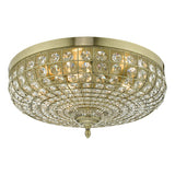 ASM5475 5 Light Flush Antique Brass Crystal