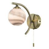 ATI0775-07 Wall Light Antique Brass With Planet Style Glass