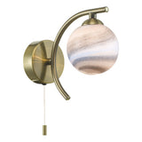 Wall Light Antique Brass With Planet Style Glass