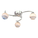 3 Light Semi Flush Polished Chrome With Planet Style Glass