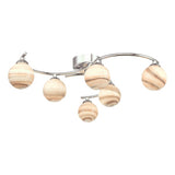 6 Light Semi Flush Polished Chrome With Planet Style Glass