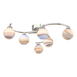 ATI6450-07 6 Light Semi Flush Polished Chrome With Planet Style Glass