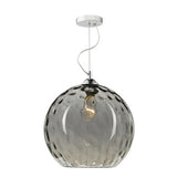 AUL0110 1 Light Pendant Silver Smoked Glass With Dimple Effect