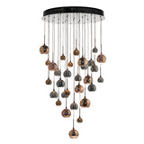 AUR3364 30Lt Cluster Pendant Black Chrome & Copper/Bronze Glass 3M Drop