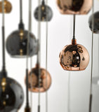 30Lt Cluster Pendant Black Chrome & Copper/Bronze Glass 3M Drop