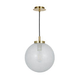 1 Light Pendant Satin Brass And Clear Frosted Glass