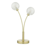 2 Light Table Lamp Satin Brass Glass