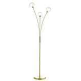 AVA4941 3 Light Floor Lamp Satin Brass Glass