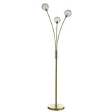 3 Light Floor Lamp Satin Brass Glass