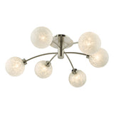 AVA6446 6 Light Semi Flush Satin Nickel Frosted Glass