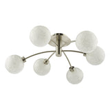 6 Light Semi Flush Satin Nickel Frosted Glass