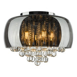 AVI5410 5 Light Flush Smoked Shade With Clear Glass Droppers