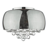 5 Light Flush Smoked Shade With Clear Glass Droppers