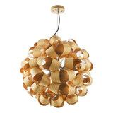 AYN0643 6 Light Single Pendant Real Ash Veneer Satin Nickel