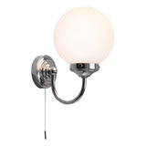 Bathroom Wall Light Polished Chrome Opal Glass Ip44