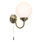 Bathroom Wall Light Antique Brass Opal Glass Ip44