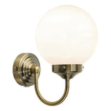 BAR0775 Bathroom Wall Light Antique Brass Opal Glass Ip44