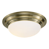 BAR5075 Large Bathroom Flush Antique Brass Opal Glass Ip44