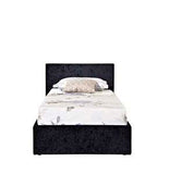 Single Ottoman Bed Black Crushed Velvet